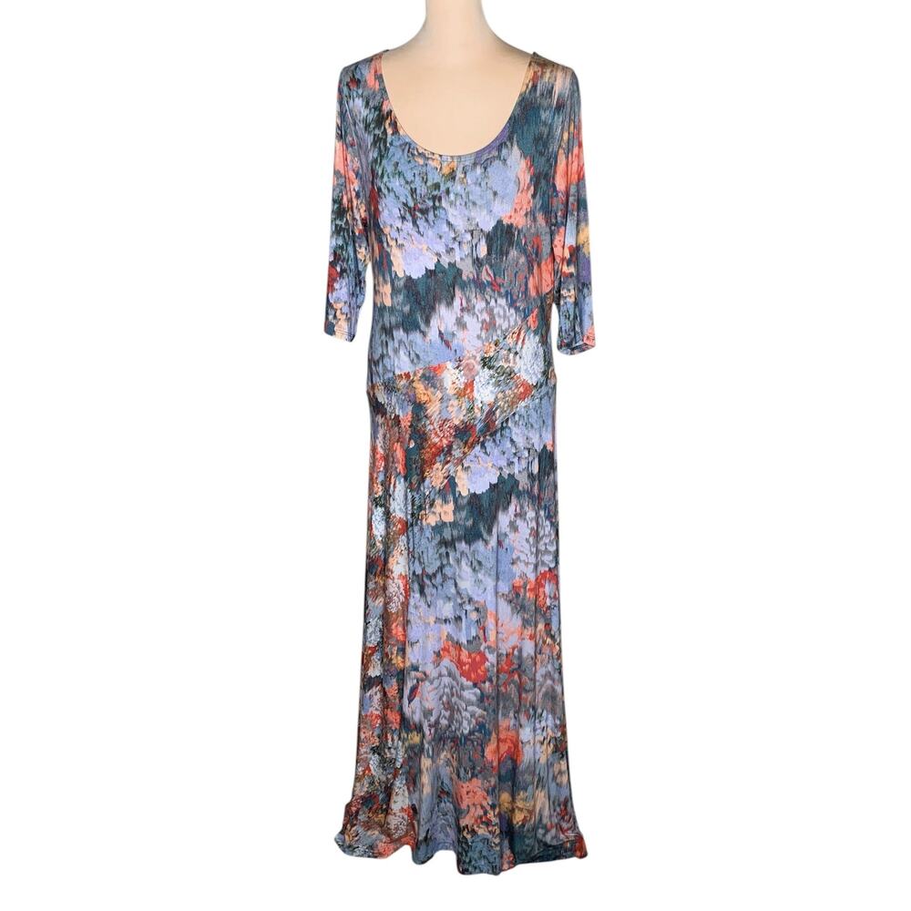 Soft Surroundings Maxi Dress Nanette Jersey Knit Watercolor Floral Petite M